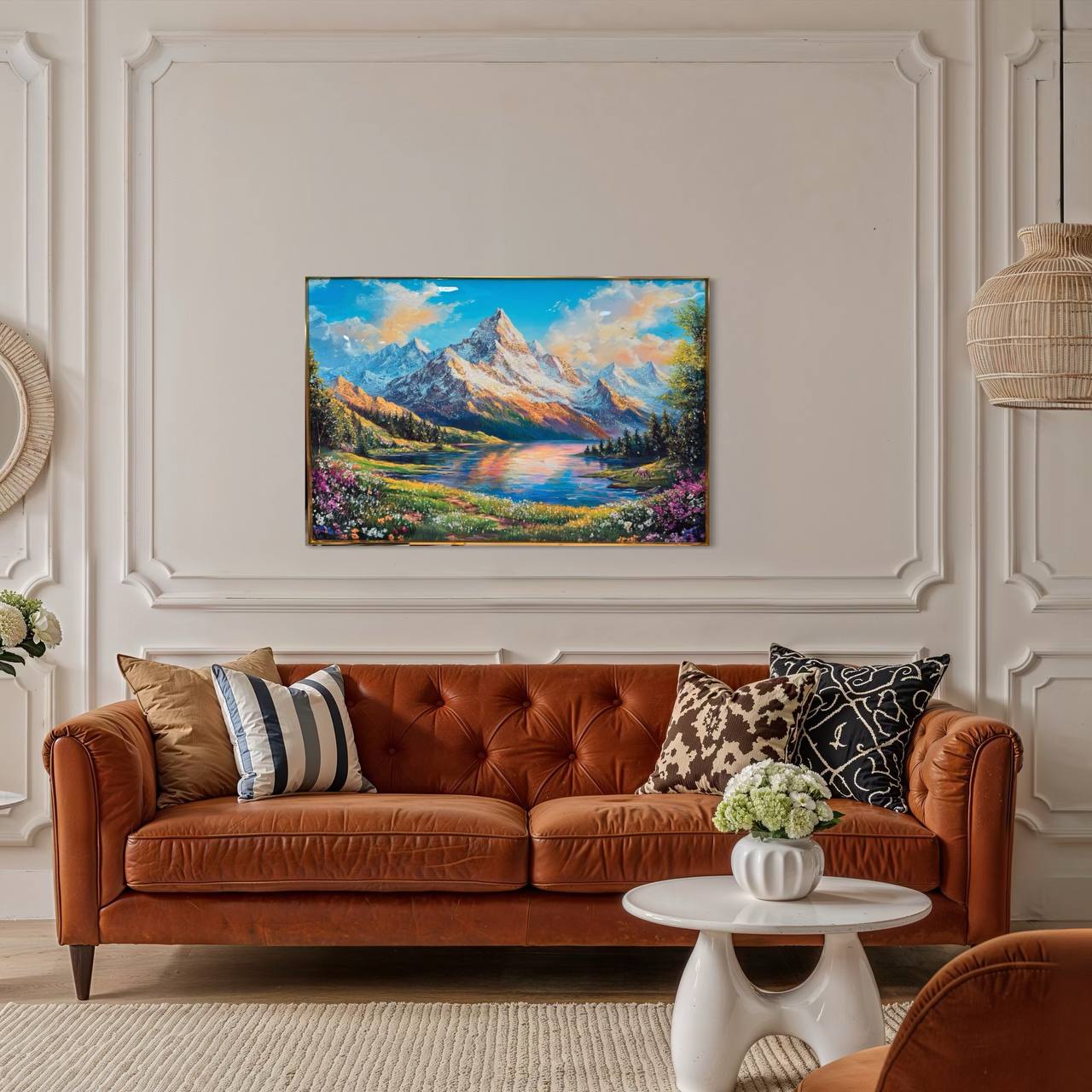 Cuadro Porcelana Montaña Lago  1