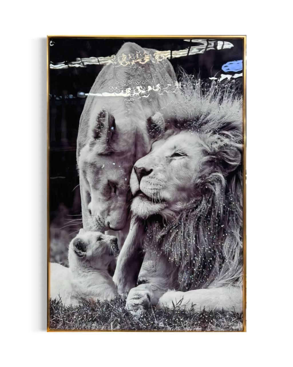 Cuadro Porcelana Familia Leones  2