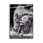 Cuadro Porcelana Familia Leones  2