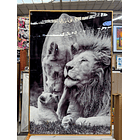 Cuadro Porcelana Familia Leones  3