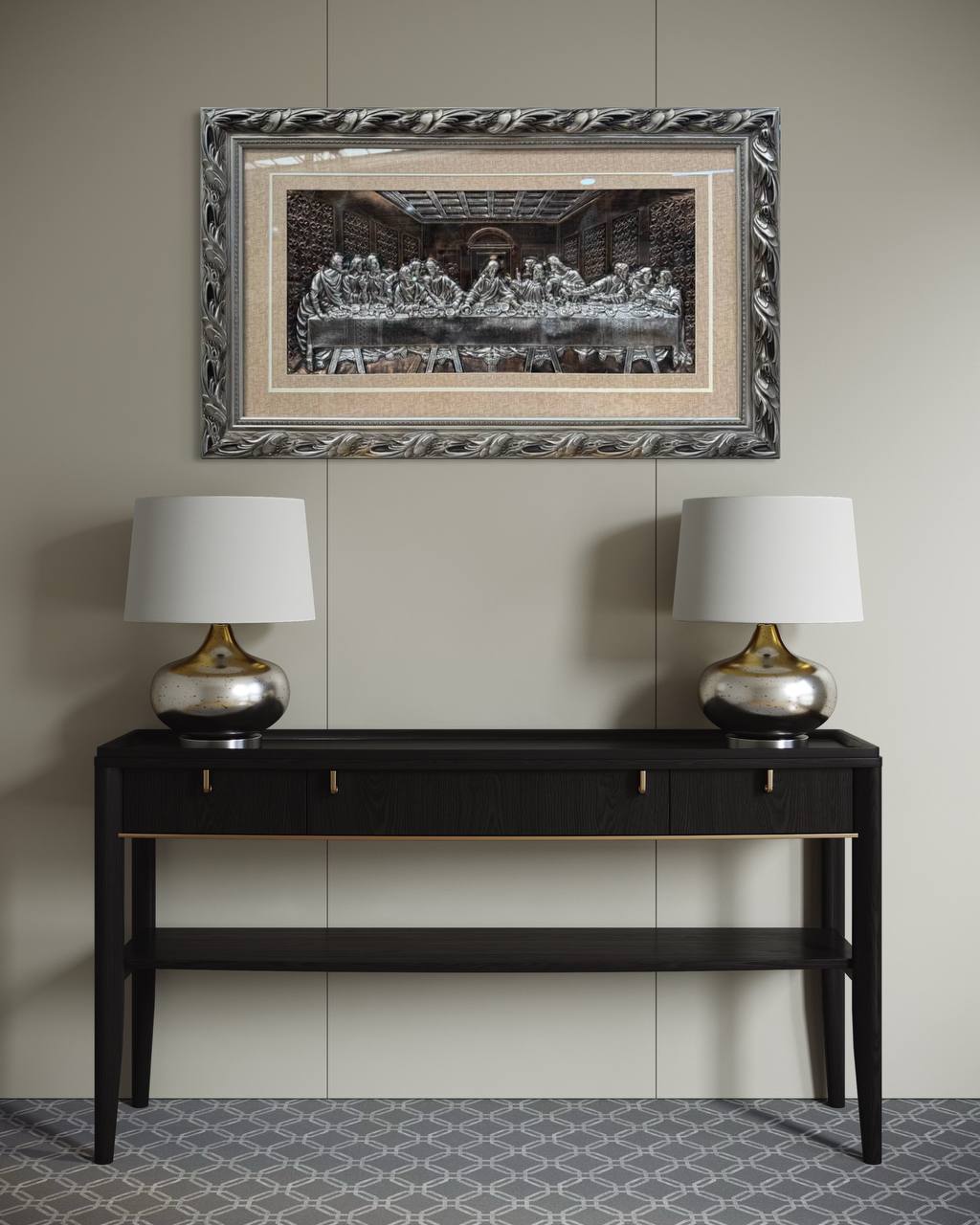 Cuadro Ultima Cena Pequeña Plateada  2