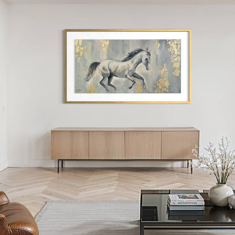 Cuadro Caballo Gris Dorado 