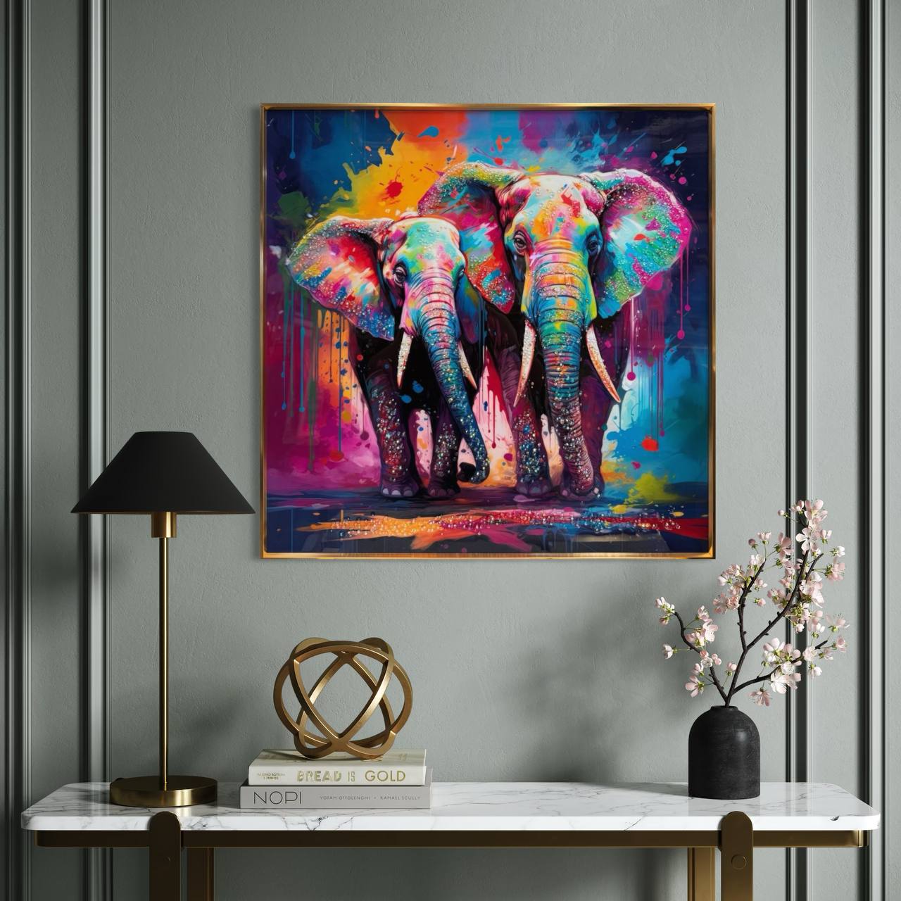 CUADRO ELEFANTES ACUARELA  1