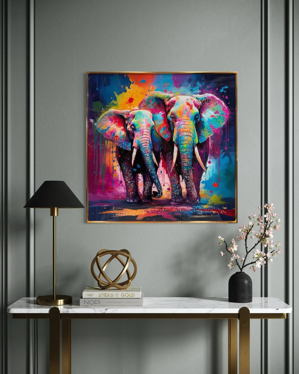 CUADRO ELEFANTES ACUARELA  3