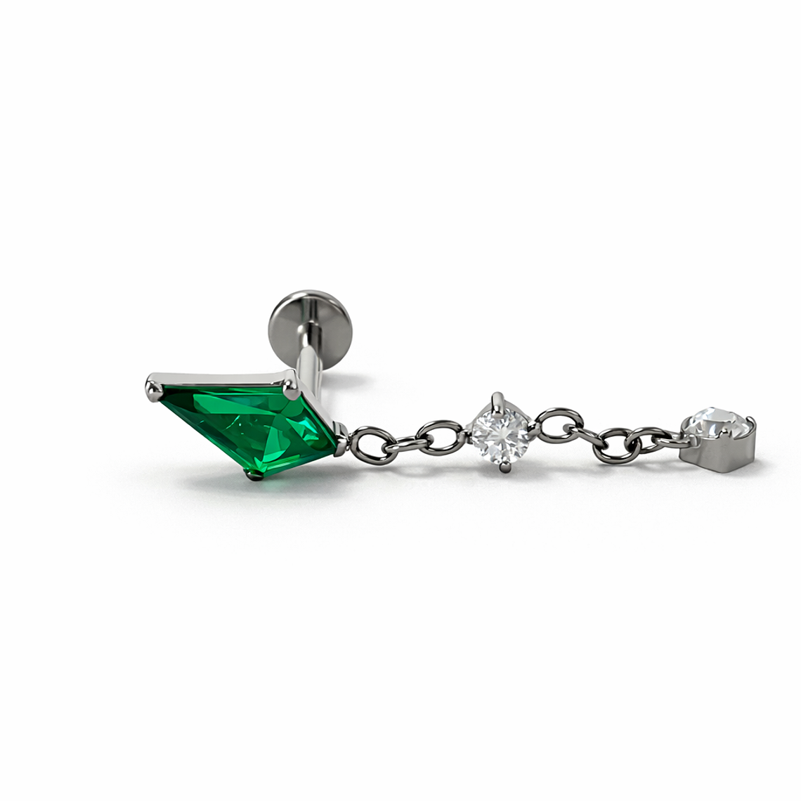 Labret Emerald Kite & Drop Chain 1