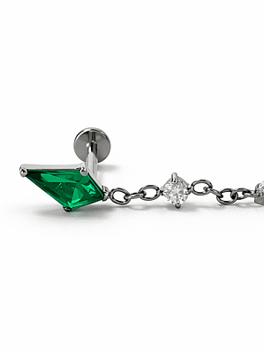 Labret Emerald Kite & Drop Chain