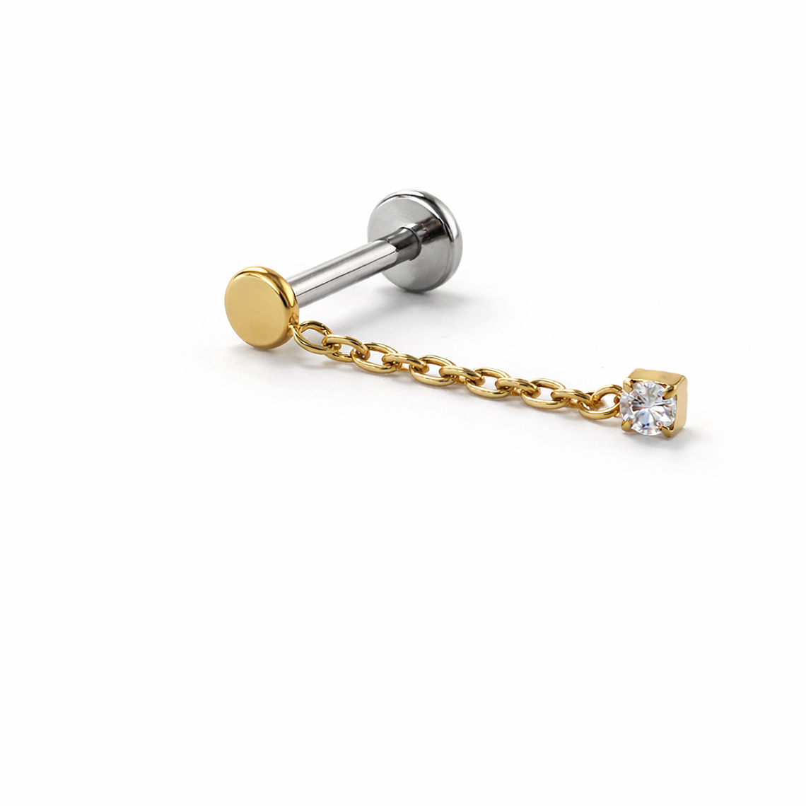 Labret Chain & Crystal Gold 1