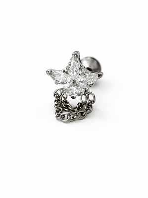 Labret Fleur de Lis con Cadenas Drop Silver