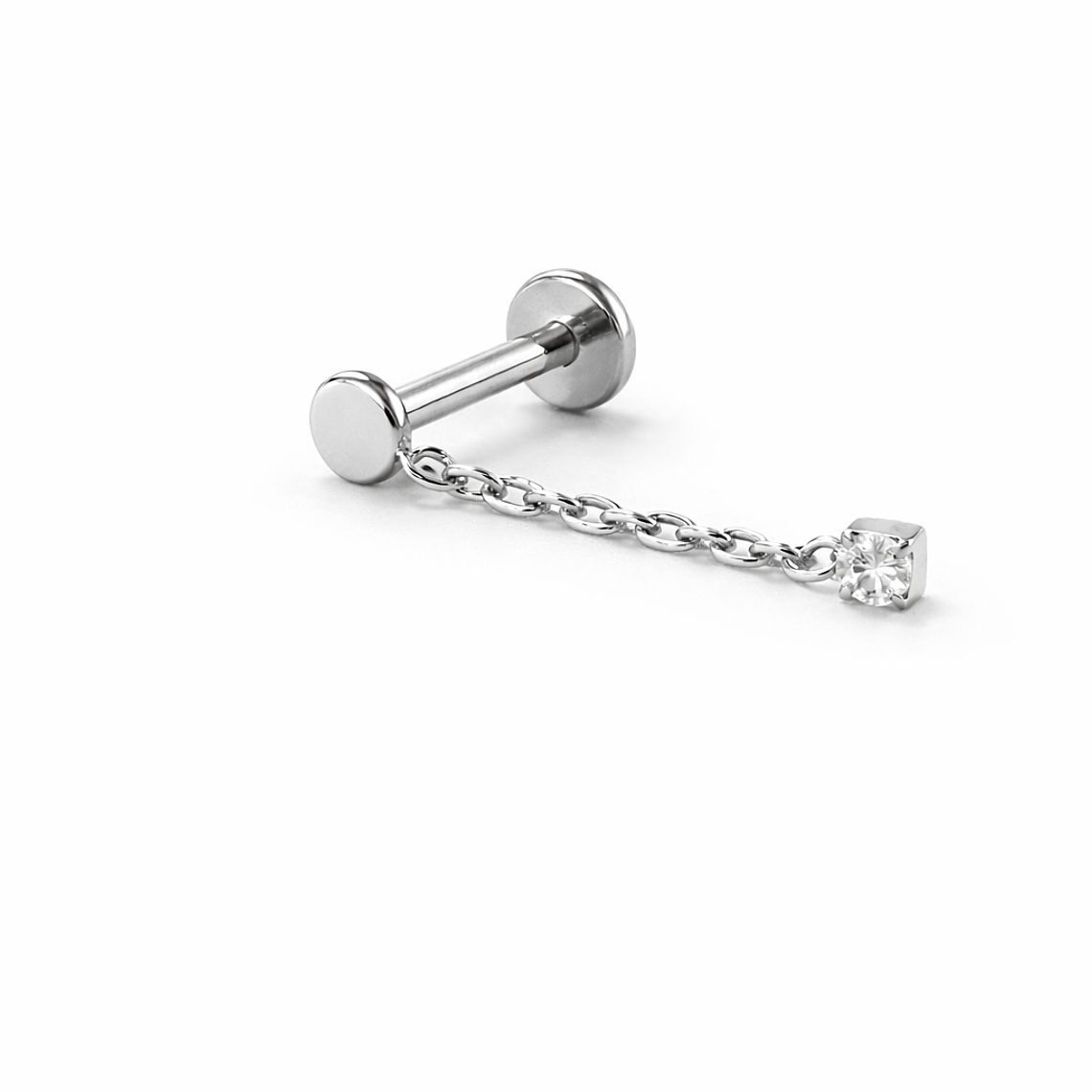 Labret Chain & Crystal Silver 1