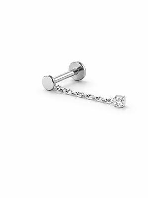 Labret Chain & Crystal Silver