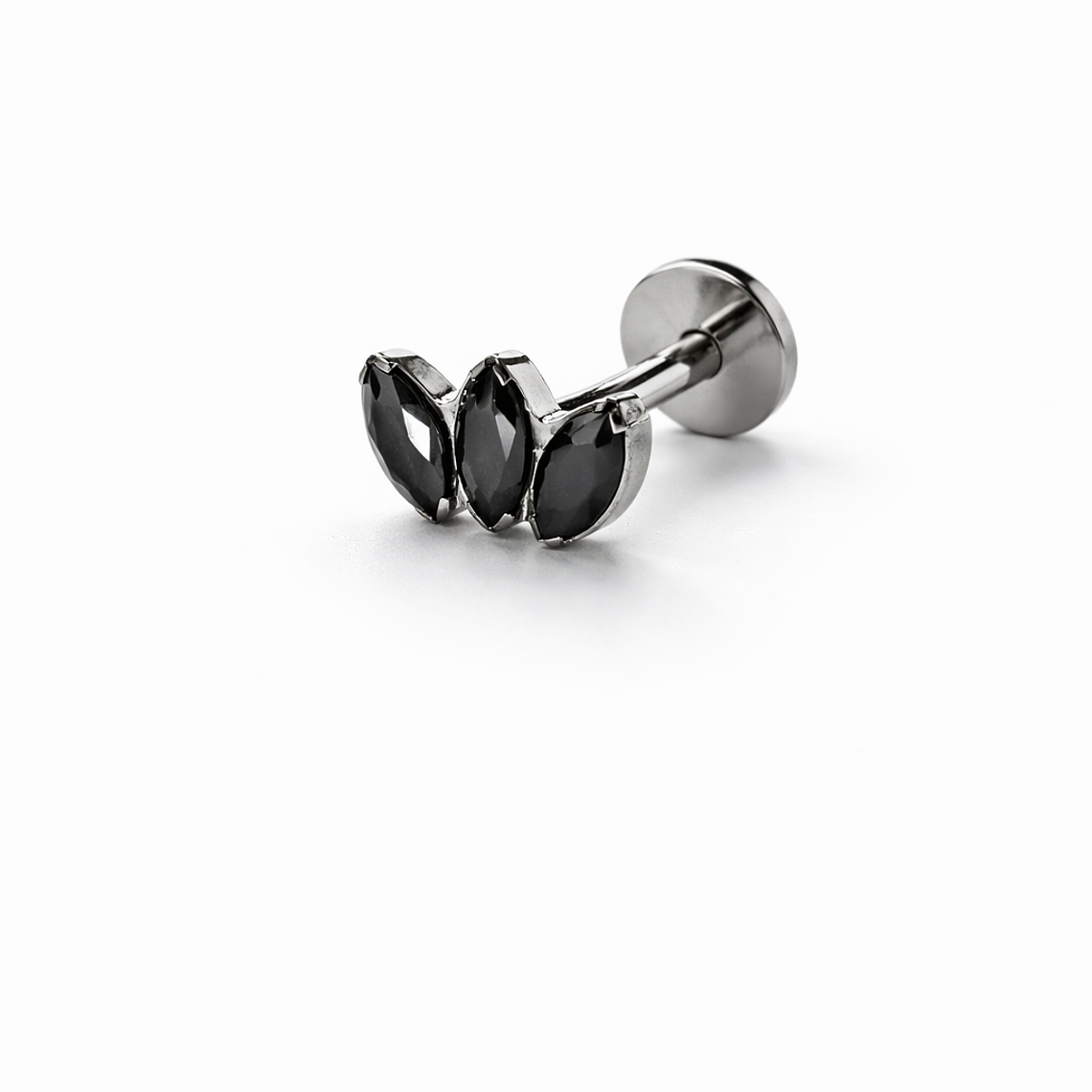 Labret Triple Marquise Onyx Black Silver 1