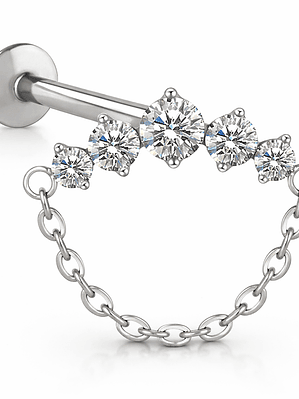 Labret Radiant Arc con Cadena Drop Silver