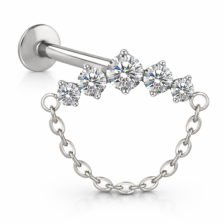 Labret Radiant Arc con Cadena Drop Silver 1