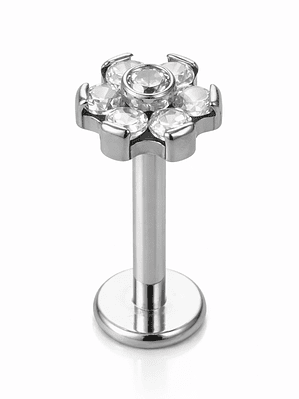 Labret Crystal Blossom Silver