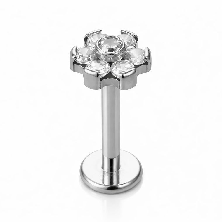Labret Crystal Blossom Silver 1