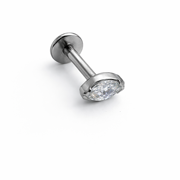 Labret Marquise Crystal Silver 1