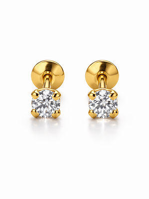 Abridores Solitario Crystal – Oro Sólido 18K