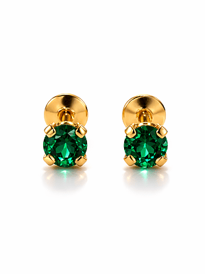 Abridores Solitario Emerald – Oro Sólido 18K