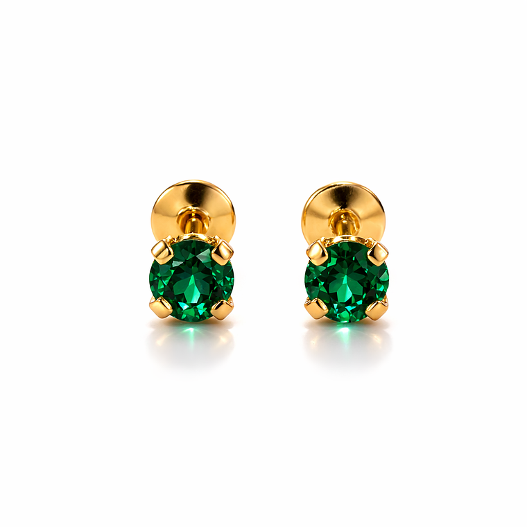 Abridores Solitario Emerald – Oro Sólido 18K 1