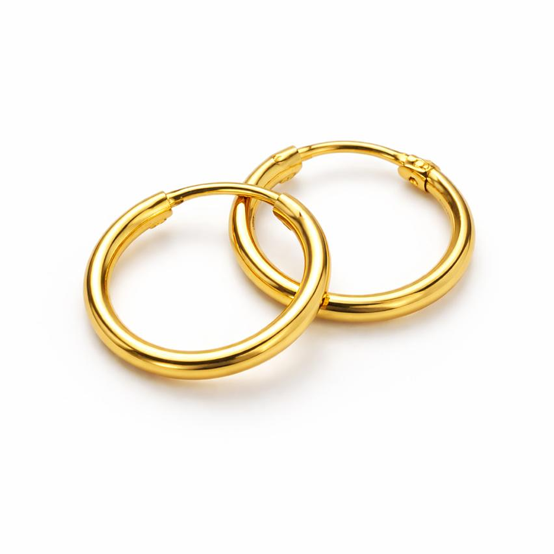 Par de Aros de Lóbulo Clásicos en Oro de 18k - Diámetro 12mm 1