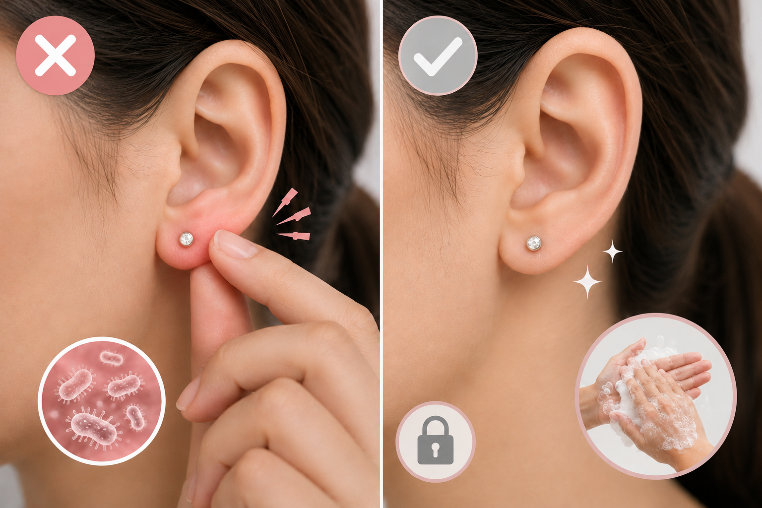 Evita tocar o manipular tu piercing