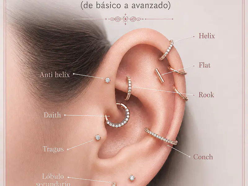 Guía de las diferentes perforaciones de la oreja