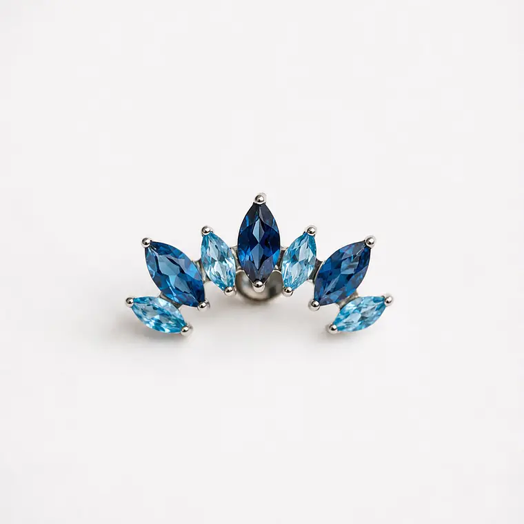 Piercing Labret Aura Marquise Blue Titanium 1