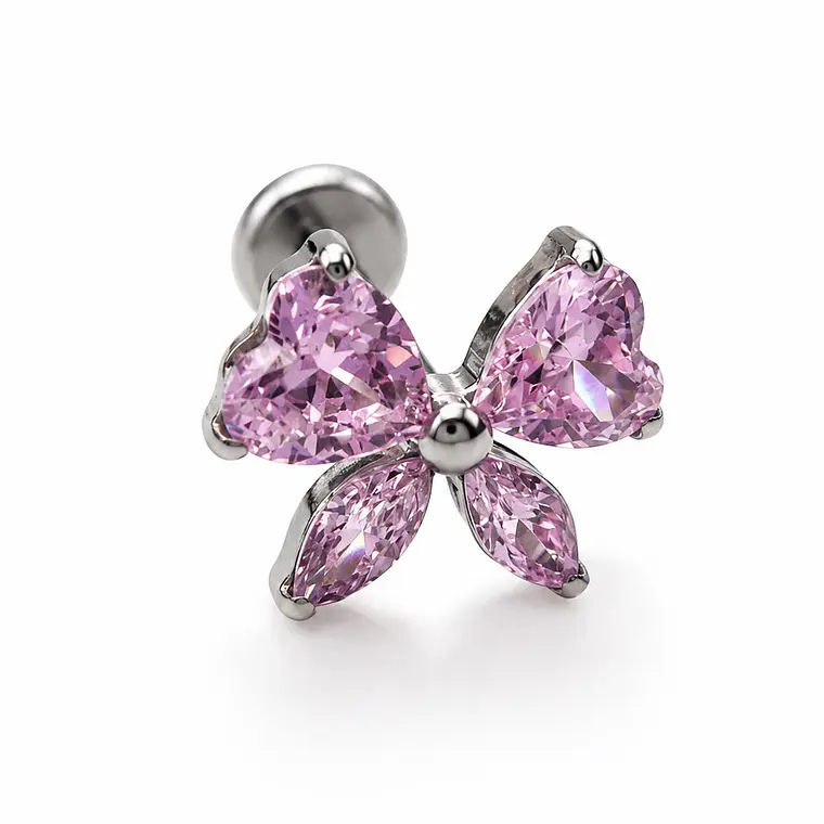 Piercing Labret Butterfly Pink Titanium 1