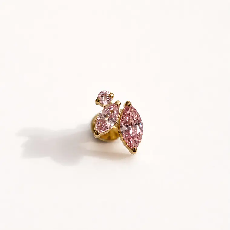 Piercing Labret Blossom Pink Gold Titanium 1