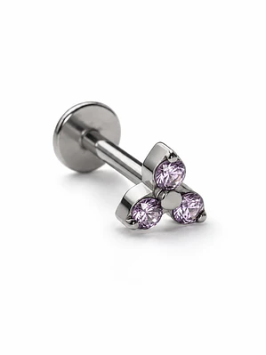 Piercing Labret Trébol Lilac Titanium