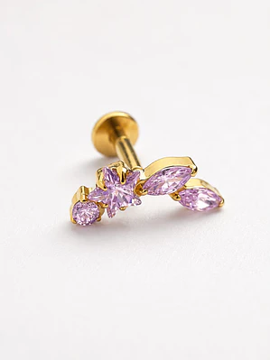 Piercing Labret Star Blossom Pink Gold Titanium