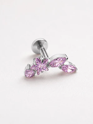 Piercing Labret Star Blossom Pink SilverTitanium