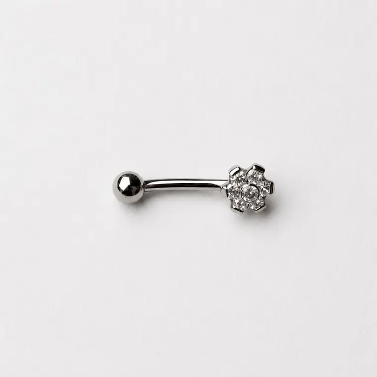 Piercing Ceja Flower Crystal Titanium 1