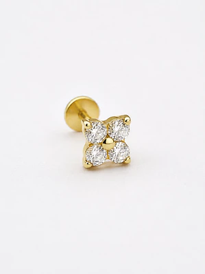 Piercing Flor Dorada con Circonitas