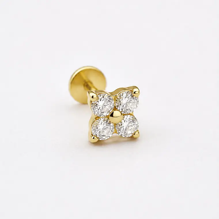 Piercing Flor Dorada con Circonitas 1