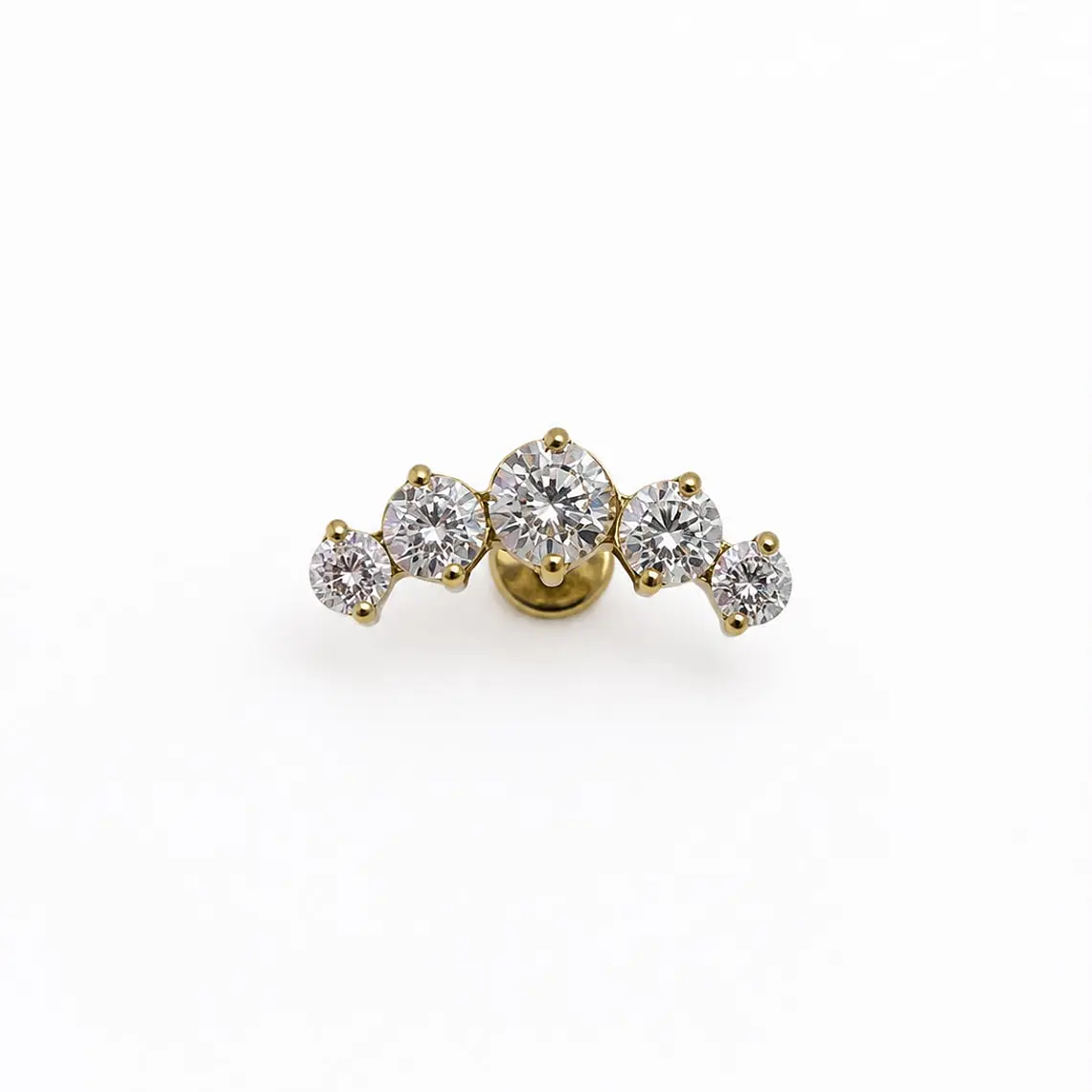 Piercing Curvo Dorado con Cinco Circonitas 1