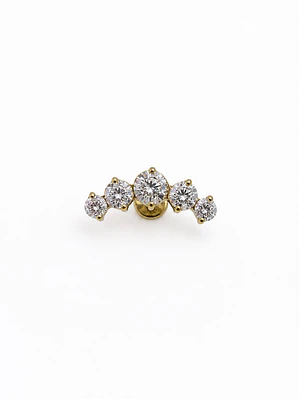 Piercing Curvo Dorado con Cinco Circonitas