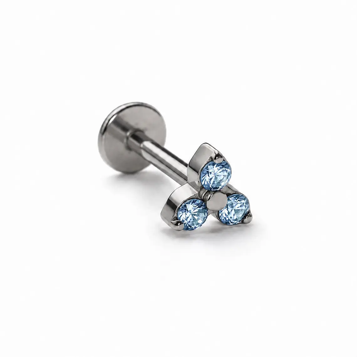 Piercing Labret Trébol Blue Titanium 1