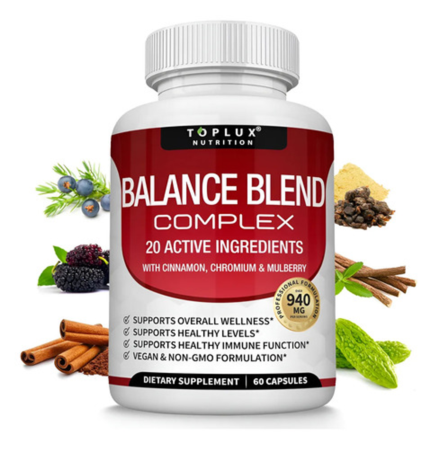 Suplemento De Azúcar En Sangre Blood Sugar Complex Toplux 60 Capsulas Sabor Sin Sabor 1