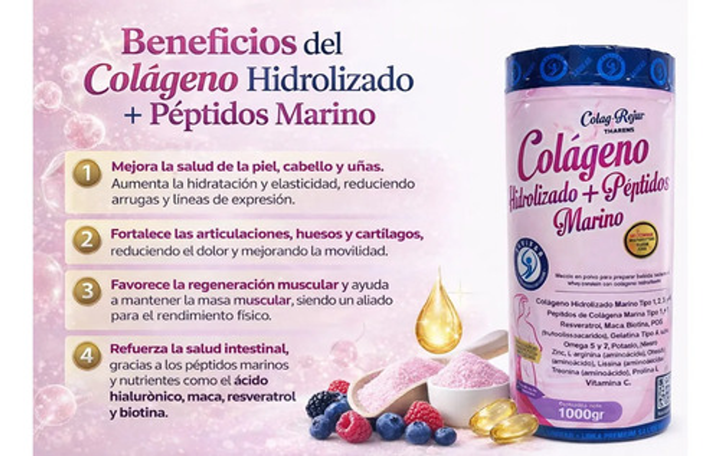 Colageno Hidrolizado + Peptidos Marino X1000 Mg Savifar 4