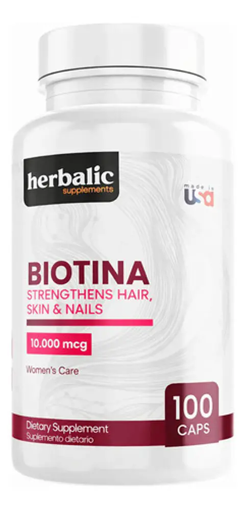 Biotina 10.000 Mcg Herbalic 100 Cápsulas Suplemento Para Cab