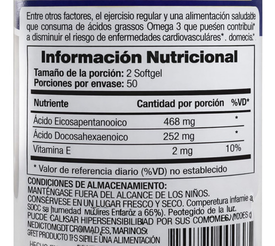 Omega 3 2000mg X100 Perlas Epa+dha Capsulas Fitomedics Sin Sabor 3