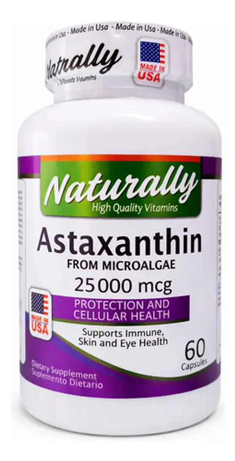 Astaxantina Naturally 25000 Mcg 60 Cápsulas Suplemento De Mi