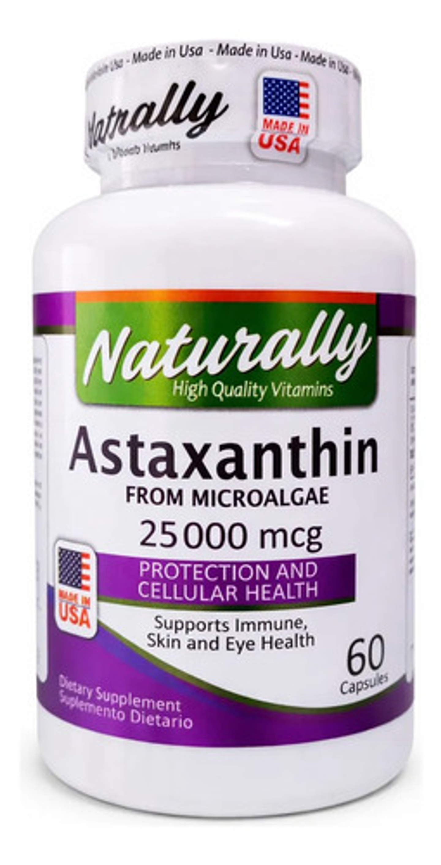 Astaxantina Naturally 25000 Mcg 60 Cápsulas Suplemento De Mi 1