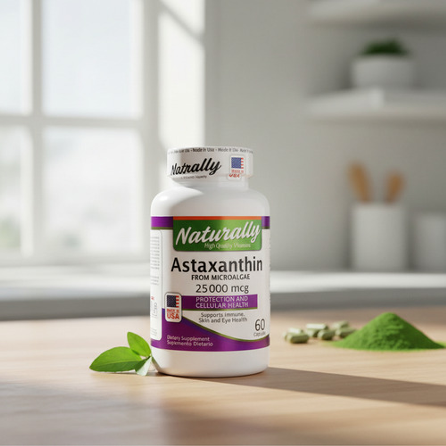 Astaxantina Naturally 25000 Mcg 60 Cápsulas Suplemento De Mi 4