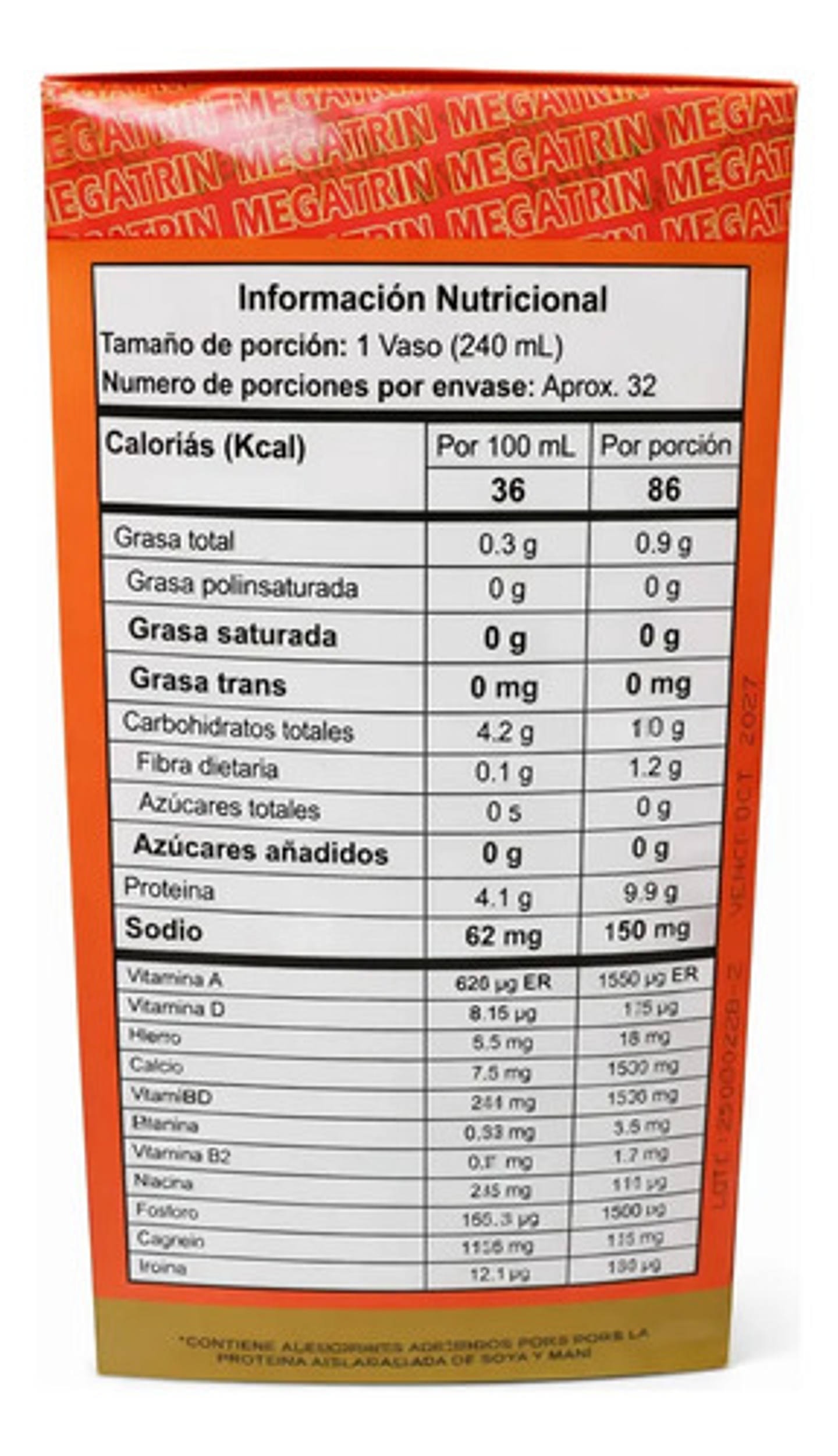 Megatrin Alimento En Polvo Proteína De Soya Vainilla 1000g P 4