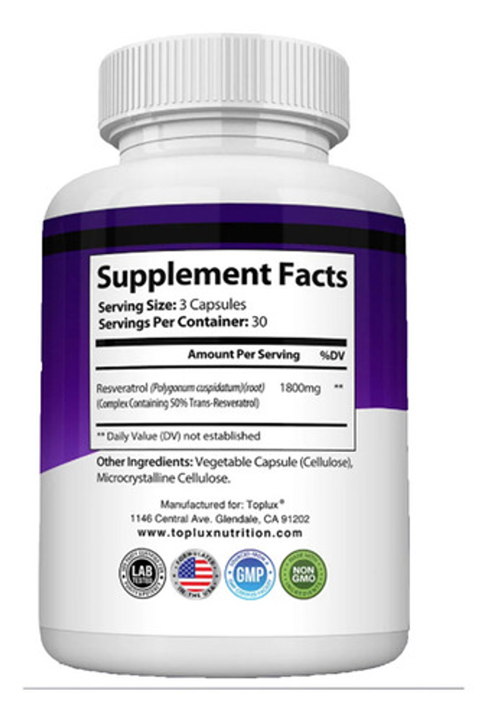 Suplemento En Cápsula Toplux Resveratrol De 90 Un Sin Sabor 2