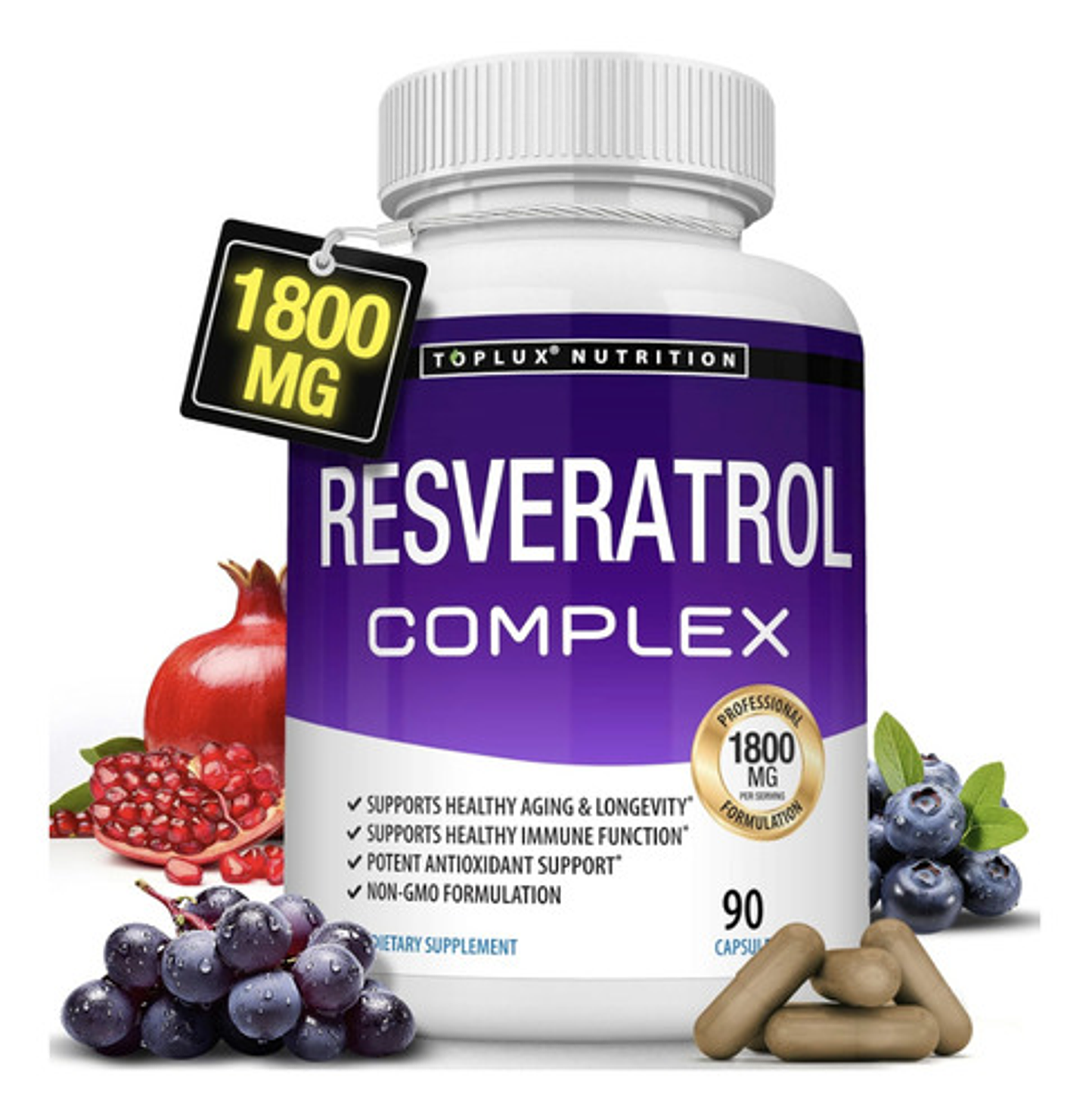 Suplemento En Cápsula Toplux Resveratrol De 90 Un Sin Sabor 5