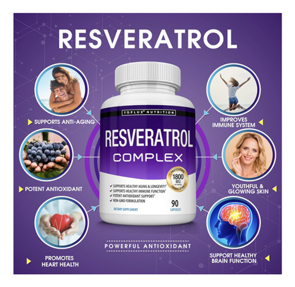Suplemento En Cápsula Toplux Resveratrol De 90 Un Sin Sabor 6