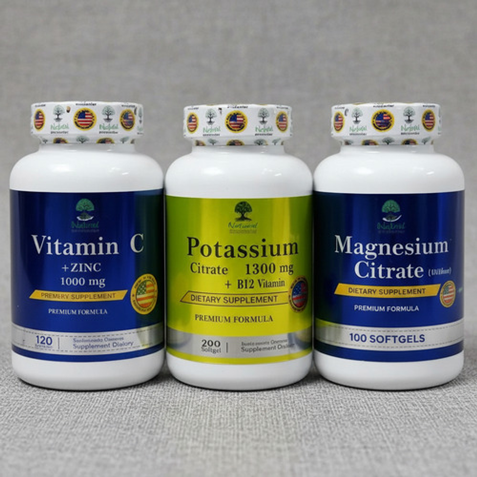 Pack Magnesium Citrate+potassium Citrate+vitamina C X100 Cap 4
